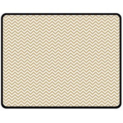 Gold And White Chevron Wavy Zigzag Stripes Fleece Blanket (medium)  by PaperandFrill