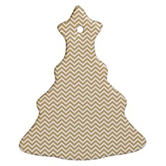 Gold And White Chevron Wavy Zigzag Stripes Christmas Tree Ornament (2 Sides) by PaperandFrill