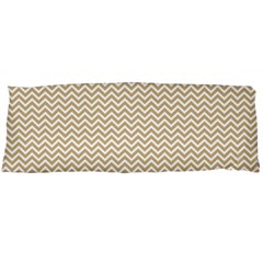 Gold And White Chevron Wavy Zigzag Stripes Body Pillow Cases (dakimakura)  by PaperandFrill