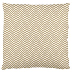 Gold And White Chevron Wavy Zigzag Stripes Large Cushion Cases (one Side)  by PaperandFrill