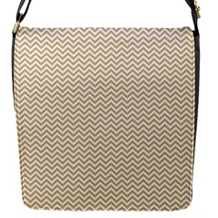 Gold And White Chevron Wavy Zigzag Stripes Flap Messenger Bag (s) by PaperandFrill