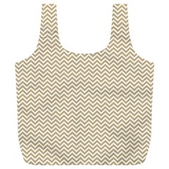 Gold And White Chevron Wavy Zigzag Stripes Full Print Recycle Bags (l) 