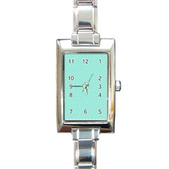 Tiffany Aqua And White Chevron Wavy Zigzag Stripes Rectangle Italian Charm Watches by PaperandFrill