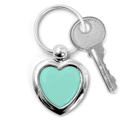 Tiffany Aqua And White Chevron Wavy Zigzag Stripes Key Chains (heart)  by PaperandFrill