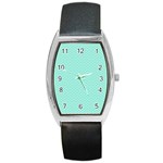 Tiffany Aqua and White Chevron Wavy ZigZag Stripes Barrel Metal Watches Front