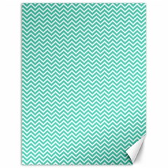 Tiffany Aqua And White Chevron Wavy Zigzag Stripes Canvas 12  X 16   by PaperandFrill