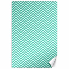 Tiffany Aqua And White Chevron Wavy Zigzag Stripes Canvas 12  X 18  