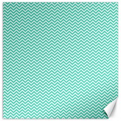 Tiffany Aqua And White Chevron Wavy Zigzag Stripes Canvas 20  X 20   by PaperandFrill