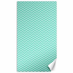 Tiffany Aqua And White Chevron Wavy Zigzag Stripes Canvas 40  X 72   by PaperandFrill