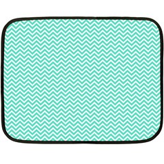 Tiffany Aqua And White Chevron Wavy Zigzag Stripes Fleece Blanket (mini)