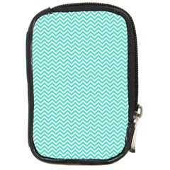 Tiffany Aqua And White Chevron Wavy Zigzag Stripes Compact Camera Cases by PaperandFrill