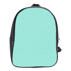 Tiffany Aqua And White Chevron Wavy Zigzag Stripes School Bags(large)  by PaperandFrill