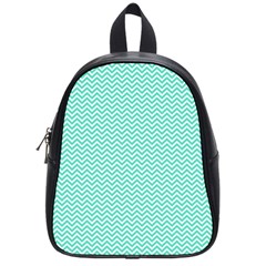 Tiffany Aqua And White Chevron Wavy Zigzag Stripes School Bags (small)  by PaperandFrill