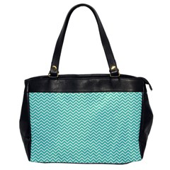 Tiffany Aqua And White Chevron Wavy Zigzag Stripes Office Handbags