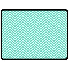 Tiffany Aqua And White Chevron Wavy Zigzag Stripes Fleece Blanket (large) 