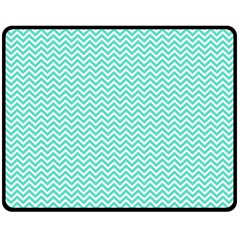 Tiffany Aqua And White Chevron Wavy Zigzag Stripes Fleece Blanket (medium)  by PaperandFrill