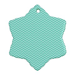 Tiffany Aqua And White Chevron Wavy Zigzag Stripes Ornament (snowflake)  by PaperandFrill