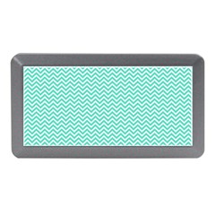 Tiffany Aqua And White Chevron Wavy Zigzag Stripes Memory Card Reader (mini)