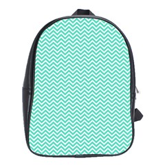 Tiffany Aqua And White Chevron Wavy Zigzag Stripes School Bags (xl) 