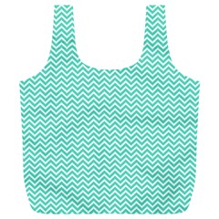 Tiffany Aqua And White Chevron Wavy Zigzag Stripes Full Print Recycle Bags (l) 