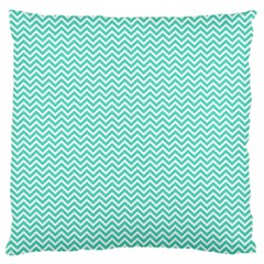 Tiffany Aqua And White Chevron Wavy Zigzag Stripes Large Flano Cushion Cases (one Side) 