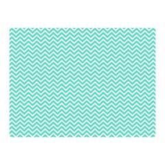 Tiffany Aqua And White Chevron Wavy Zigzag Stripes Double Sided Flano Blanket (mini) 