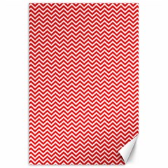 Red And White Chevron Wavy ZigZag Stripes Canvas 20  x 30  