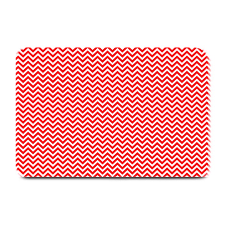 Red And White Chevron Wavy ZigZag Stripes Plate Mats