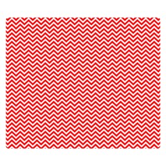 Red And White Chevron Wavy ZigZag Stripes Double Sided Flano Blanket (Small) 