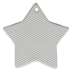 Silver And White Chevrons Wavy Zigzag Stripes Ornament (star)  by PaperandFrill