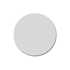 Silver And White Chevrons Wavy Zigzag Stripes Magnet 3  (round) by PaperandFrill