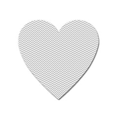 Silver And White Chevrons Wavy Zigzag Stripes Heart Magnet by PaperandFrill