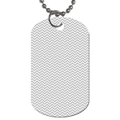 Silver And White Chevrons Wavy Zigzag Stripes Dog Tag (one Side) by PaperandFrill