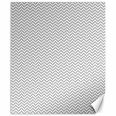 Silver And White Chevrons Wavy Zigzag Stripes Canvas 8  X 10  by PaperandFrill