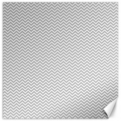 Silver And White Chevrons Wavy Zigzag Stripes Canvas 20  X 20   by PaperandFrill