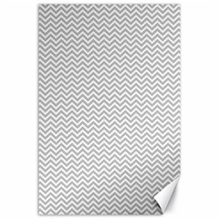 Silver And White Chevrons Wavy Zigzag Stripes Canvas 24  X 36  by PaperandFrill