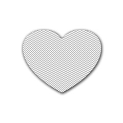 Silver And White Chevrons Wavy Zigzag Stripes Heart Coaster (4 Pack) 