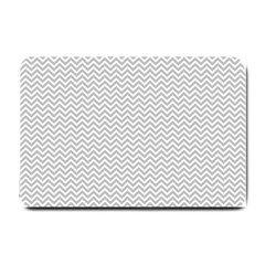 Silver And White Chevrons Wavy Zigzag Stripes Small Doormat 