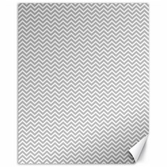 Silver And White Chevrons Wavy Zigzag Stripes Canvas 11  X 14   by PaperandFrill