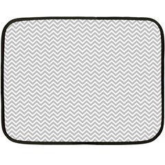 Silver And White Chevrons Wavy Zigzag Stripes Double Sided Fleece Blanket (mini)  by PaperandFrill