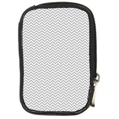 Silver And White Chevrons Wavy Zigzag Stripes Compact Camera Cases by PaperandFrill