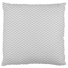 Silver And White Chevrons Wavy Zigzag Stripes Large Cushion Cases (one Side)  by PaperandFrill