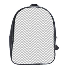 Silver And White Chevrons Wavy Zigzag Stripes School Bags (xl) 