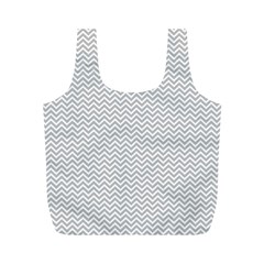 Silver And White Chevrons Wavy Zigzag Stripes Full Print Recycle Bags (m) 