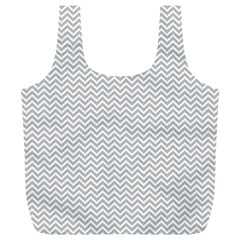 Silver And White Chevrons Wavy Zigzag Stripes Full Print Recycle Bags (l) 