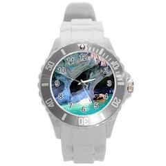 Marble Caves 2 Round Plastic Sport Watch (l) by trendistuff