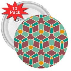 Stars And Other Shapes Pattern			3  Button (10 Pack)