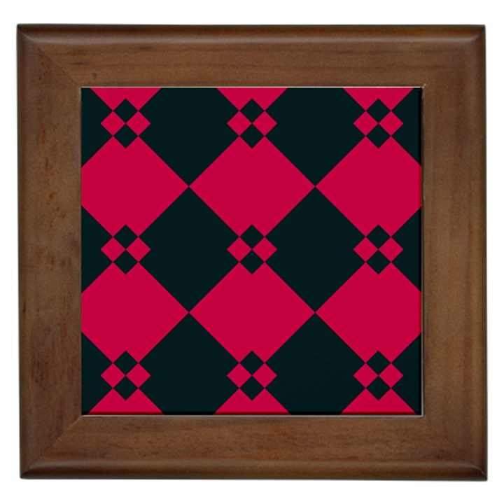 Black pink shapes pattern			Framed Tile