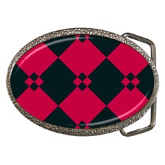 Black Pink Shapes Pattern			belt Buckle by LalyLauraFLM