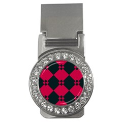 Black Pink Shapes Pattern			money Clip (cz) by LalyLauraFLM